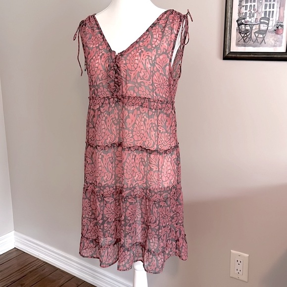 2 For $25 - AE American Eagle Sheer Print Dress Beach Coverup - Size 8 - Picture 6 of 14